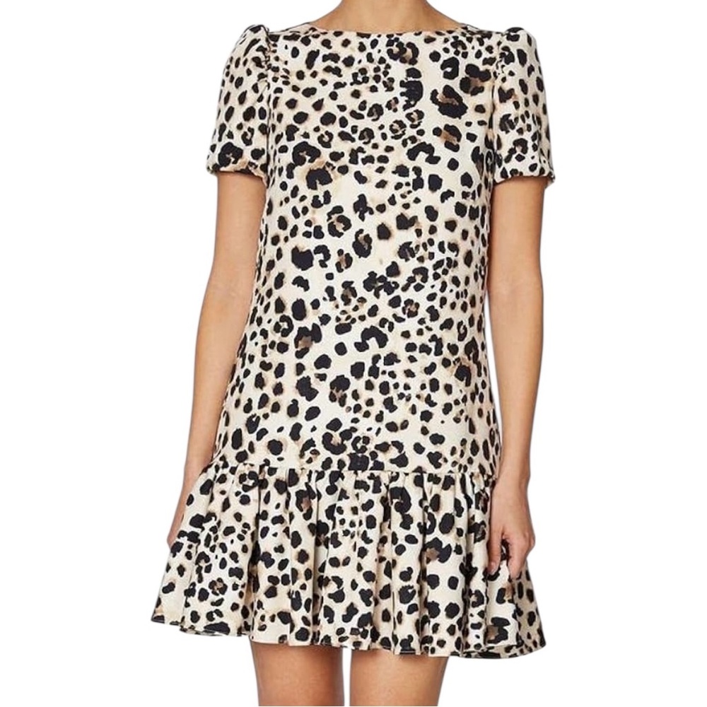 Betsey Johnson Cream Leopard Print Ruffle-Hem Mini Dress - Picture 9 of 10